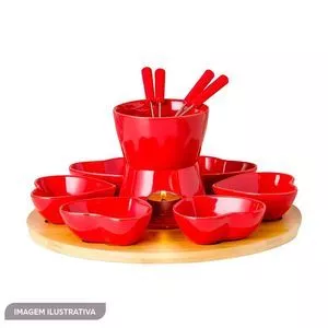 Aparelho De Fondue Para Chocolate<BR>- Vermelho<BR>- 12Pçs<BR>- Full Fit