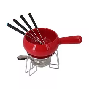 Aparelho De Fondue Para Queijo<BR>- Vermelho & Preto<BR>- 8Pçs<BR>- Full Fit