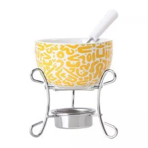 Jogo Para Fondue<BR>- Inox & Amarelo<BR>- 3Pçs<BR>- Fracalanza