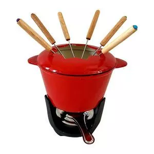 Jogo Para Fondue<BR>- Vermelho<BR>- 10Pçs<BR>- Fracalanza