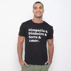 Camiseta Com Inscrições<BR>- Preta