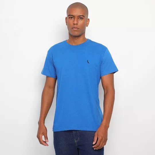 Camiseta Com Bordado- Azul Royal