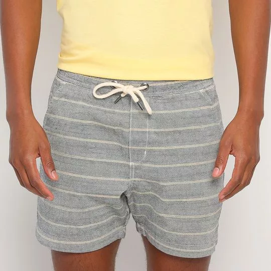 Short Em Mescla- Cinza & Amarelo Claro