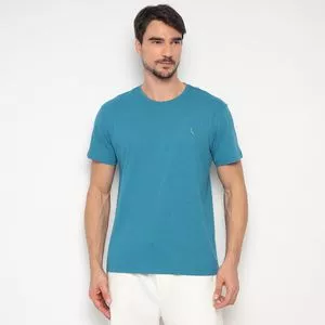 Camiseta Em Mescla<BR>- Azul