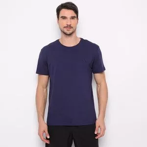 Camiseta Em Mescla<BR>- Azul Marinho