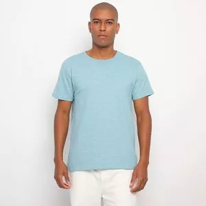 Camiseta Em Mescla<BR>- Azul Claro