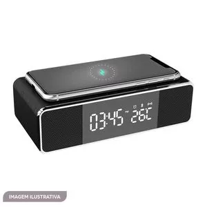 Carregador Sem Fio<BR>- Preto<BR>- Bluetooth - Indução