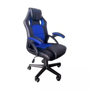 Cadeira Gamer<BR>- Preta & Azul<BR>- 69x28x56cm