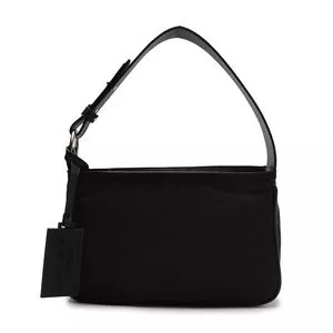 Bolsa De Ombro Com Tag<BR>- Preta<BR>- Brizza