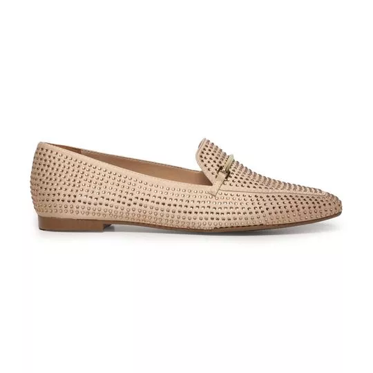 Loafer Com Pedrarias- Bege Claro- Morena Rosa