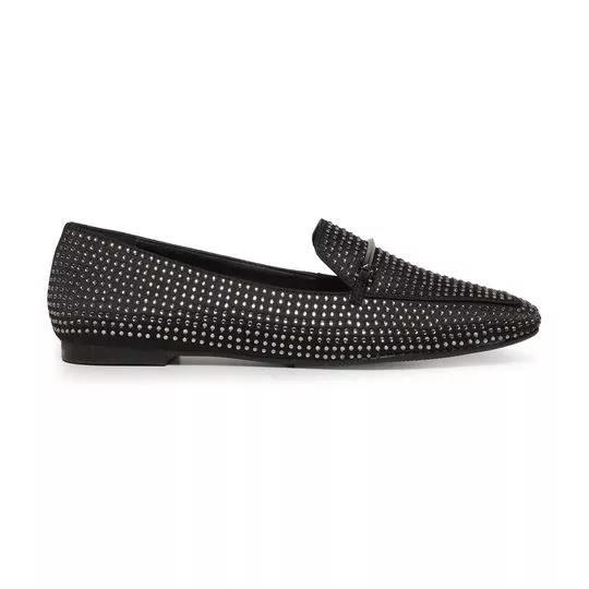 Loafer Com Pedrarias- Preto- Morena Rosa