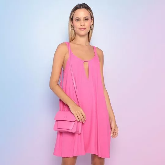 Vestido Curto Fluído- Rosa- Triton