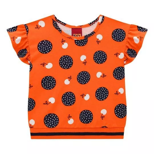 Blusa Cerejas- Laranja & Azul Marinho- Kyly