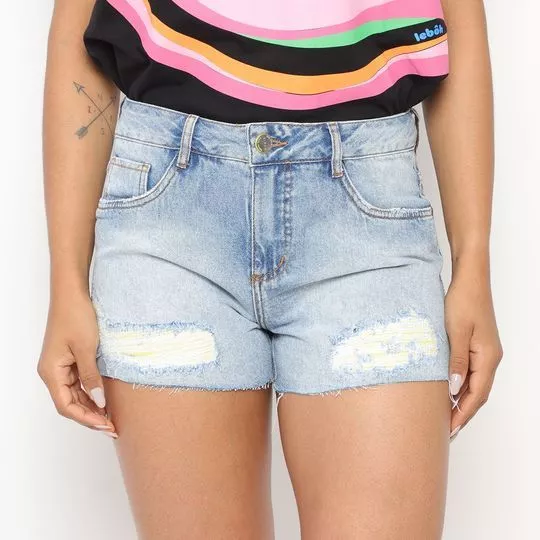 Short Jeans Com Puídos- Azul- ZINCO