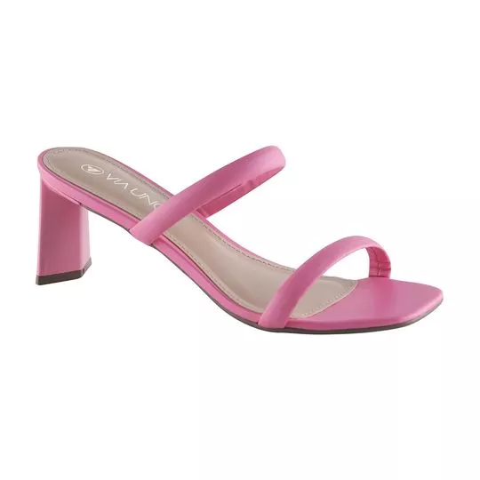 Tamanco Com Tiras Finas- Rosa- Salto: 6cm- VIA UNO