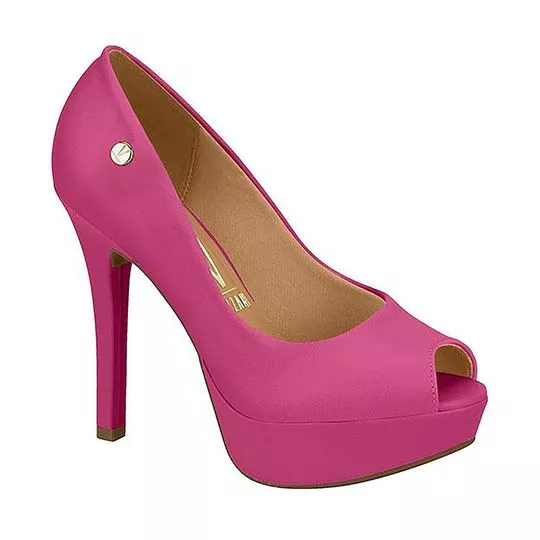 Peep Toe Meia Pata Com Tag- Pink- Salto: 14cm- Vizzano