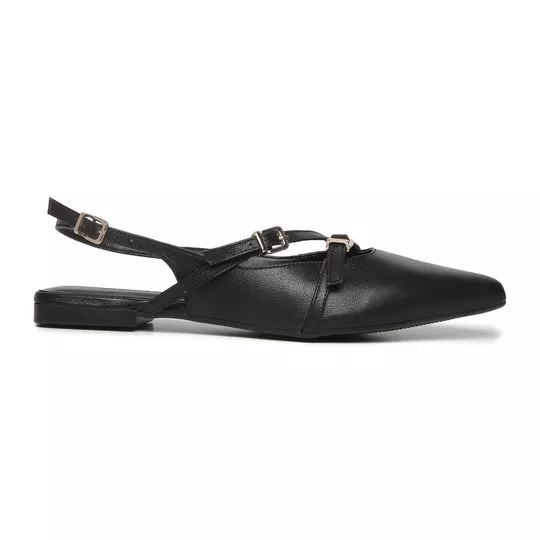 Slingback Com Fivelas- Preto- Morena Rosa