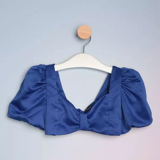 Cropped Com Franzidos- Azul- Vanilla Cream