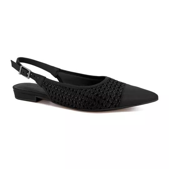 Slingback Texturizado- Preto- Usaflex