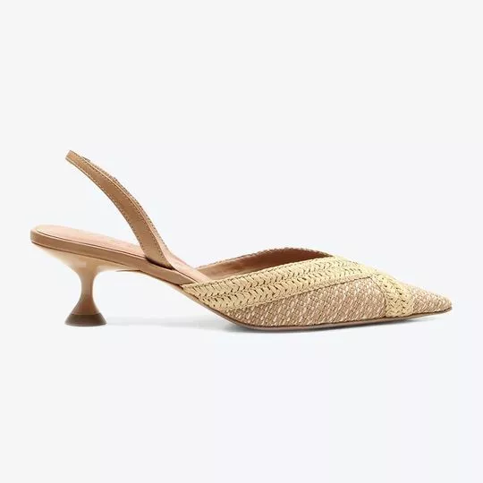 Slingback Em Couro- Bege Claro & Off White- Vicenza