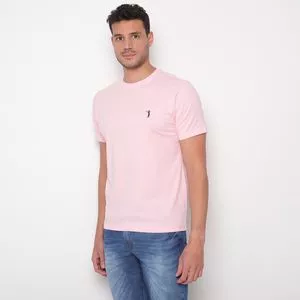 Camiseta Com Bordado<BR>- Rosa Claro