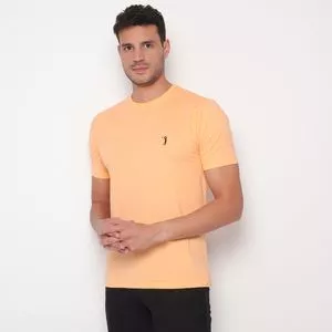 Camiseta Com Bordado<BR>- Laranja Claro