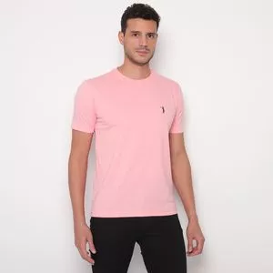 Camiseta Com Bordado<BR>- Rosa Claro