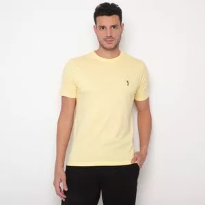 Camiseta Com Bordado<BR>- Amarelo Claro