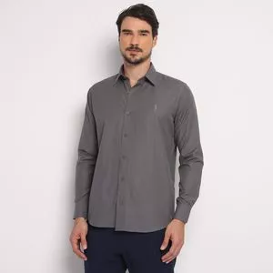 Camisa Classic Fit<BR>- Cinza Escuro