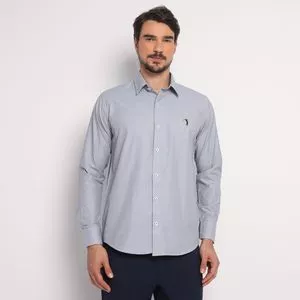 Camisa Classic Fit Com Bordado<br /> - Cinza