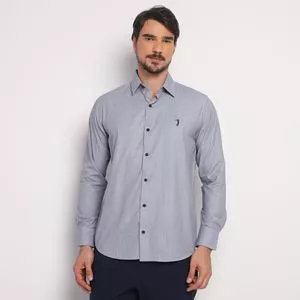 Camisa Classic Fit<BR>- Azul Claro