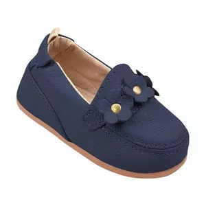 Mocassim Com Recortes<BR>- Azul Marinho