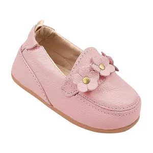 Mocassim Com Recortes<BR>- Rosa Claro & Dourado