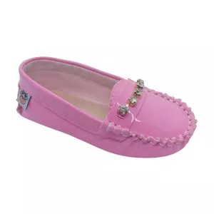 Mocassim Com Pedraria<BR>- Rosa