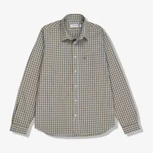 Camisa Xadrez Em Algodão<BR>- Amarelo Escuro & Azul Claro