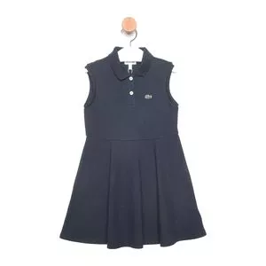 Vestido Curto Em Piquê<BR>- Azul Marinho