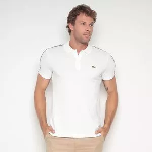 Polo Regular Fit Em Mini Piquê Stretch<BR>- Branca