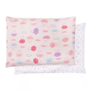 Kit De Fronhas<BR>- Rosa & Branco<BR>- 2Pçs