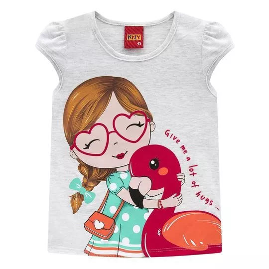 Blusa Flamingo- Cinza Claro & Rosa Escuro- Kyly