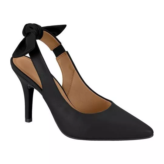 Slingback Com Laço- Preto- Salto: 9cm- Vizzano