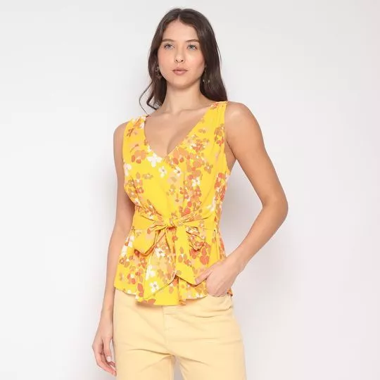 Blusa Floral- Amarela & Laranja- ZINCO