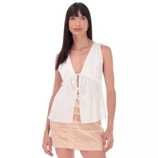 Blusa Com Amarração- Off White- ZINCO