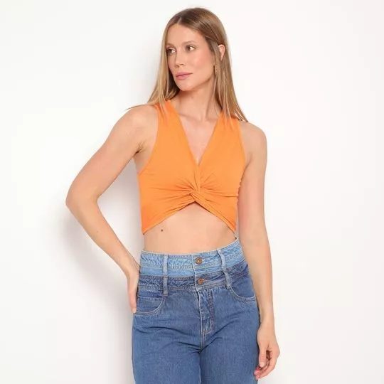 Cropped Com Torção- Laranja- ZINCO