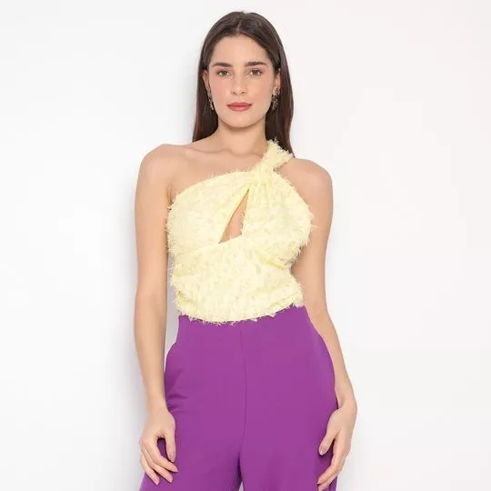 Cropped Com Recortes- Amarelo Claro- ZINCO