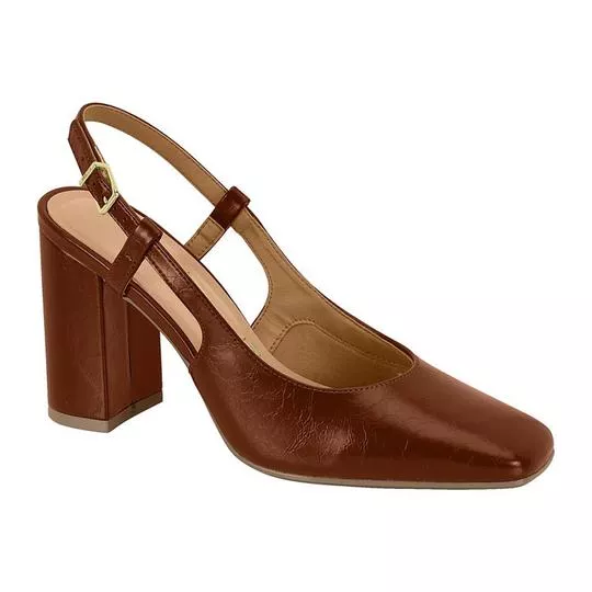 Slingback Com Fivela- Marrom Escuro- Vizzano