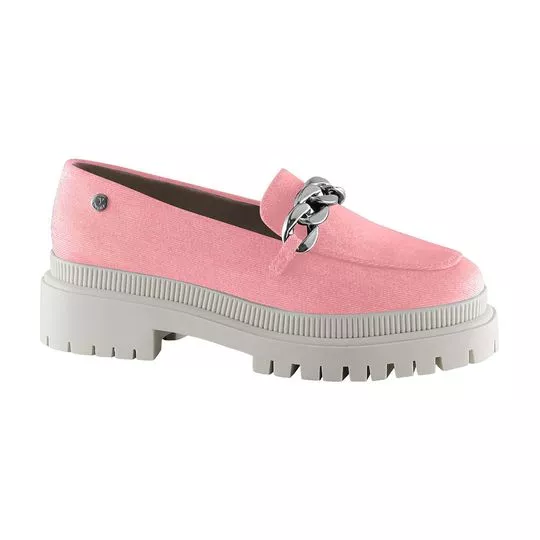 Loafer Meia Pata Com Corrente- Rosa- VIA UNO