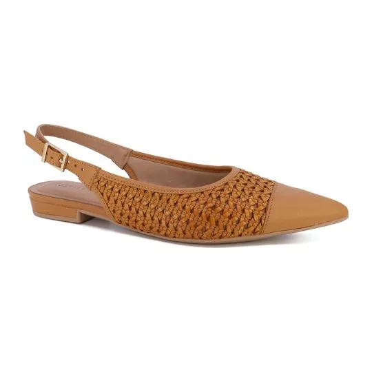 Slingback Texturizado- Bege- Usaflex