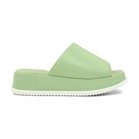 Tamanco Flatform Em Couro- Verde- Salto: 4,5cm- Usaflex