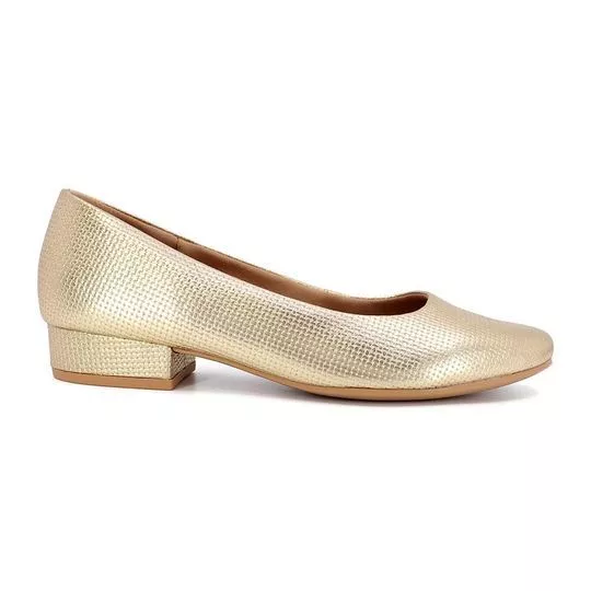 Scarpin Texturizado- Dourado- Salto: 2,5cm- Usaflex