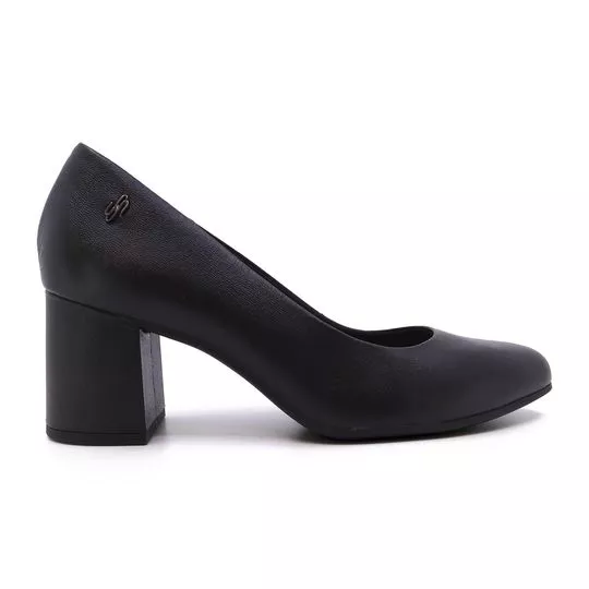 Scarpin Texturizado- Preto- Salto: 6,5cm- Usaflex